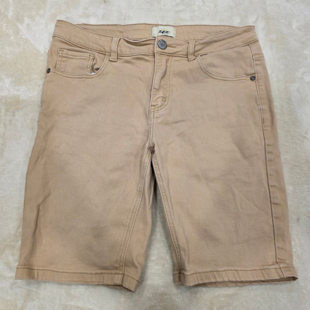 ZLZ Denim Men's Shorts Size 32W Khaki Beige Stretch Slim Fit Casual 5-Pocket